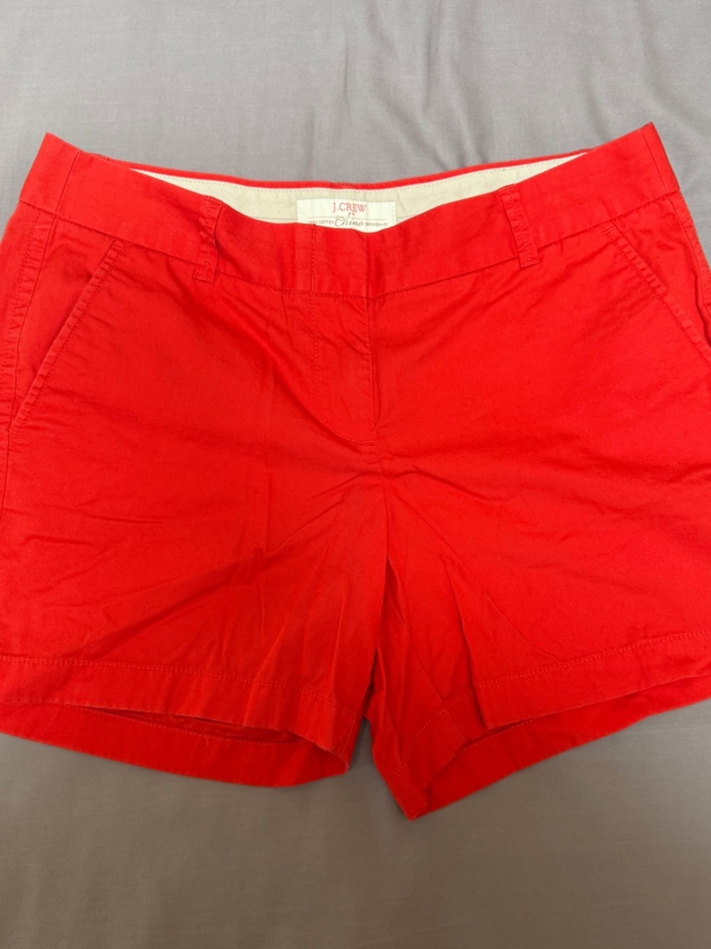 J.Crew Chino Shorts Bright Red Broken-In Cotton Size 6 Beach Summer Cottagecore